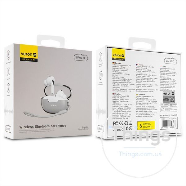 TWS Bluetooth Headset Veron W10 Life &mdash; Silver К2-000077718 фото