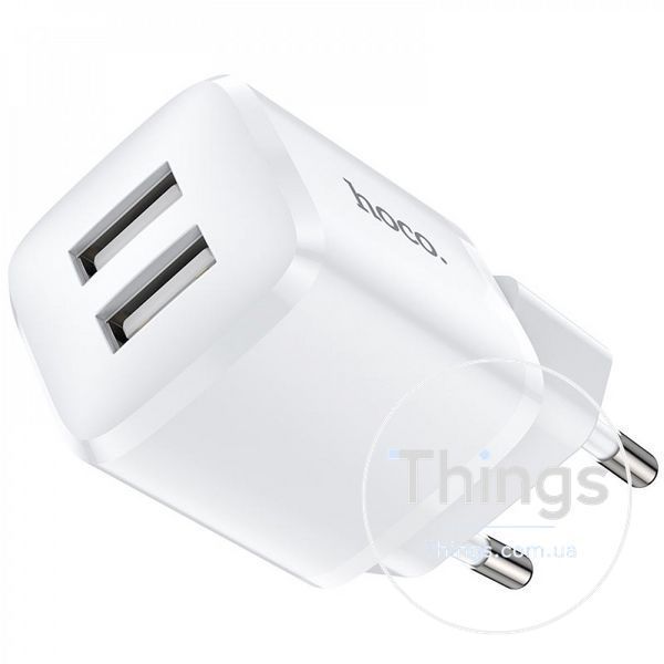 Home Charger 2.4A 2U USB C Cable (1m) Hoco N8 &mdash; White K2-000071407 фото