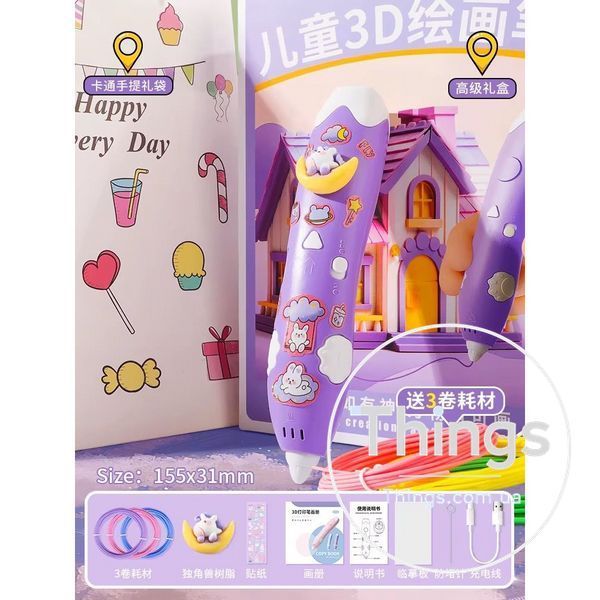Игрушка 3D ручка в комплекте с пластиком 3х цветов &mdash; Green К2-000081330 фото