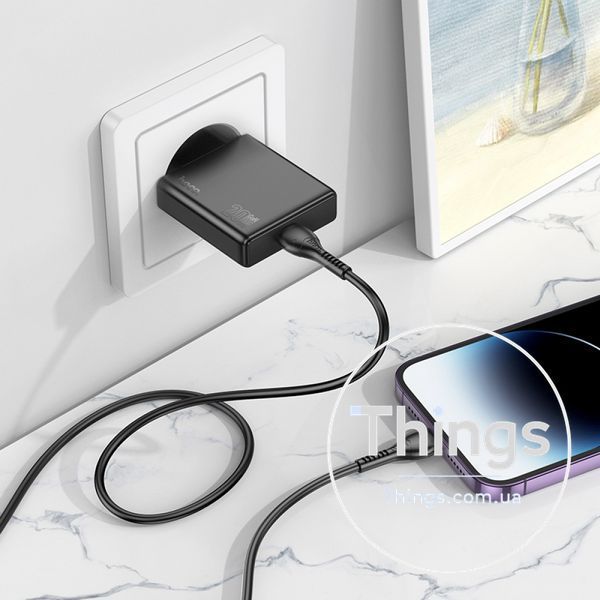 Home Charger 20W PD3.0 C to Lightning Cable (1m) Hoco N37 &mdash; Black K2-000078173 фото
