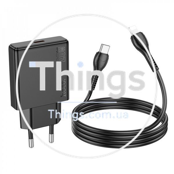 Home Charger 20W PD3.0 C to Lightning Cable (1m) Hoco N37 &mdash; Black K2-000078173 фото