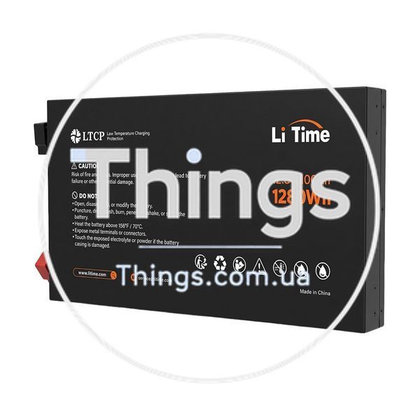 Акумуляторна батарея літій-залізо-фосфатна 12.8В 100А*год LiFePO4 LiTime Slim 12V100-100-SLIM-LTCP-4-SE100 ультратонка K3-44-00531 фото