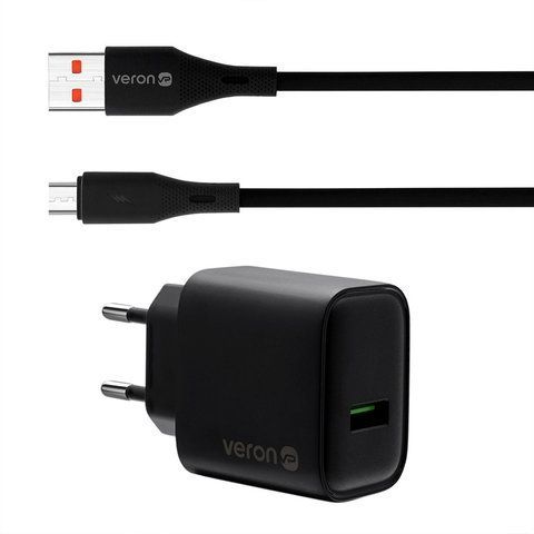 Home Charger | 18W | 1U | Micro Cable (1m) &mdash; Veron VR-C15Q К2-000080384 фото