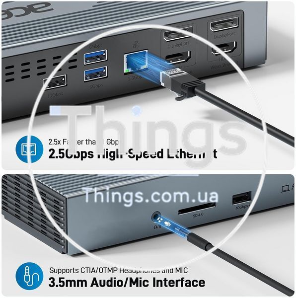 Док станция Acer ODK490 Thunderbolt 4 USB-C 16в1 40Gb USB3.2 Ethernet 2,5Гбит HDMI 4K60гц 160вт K1-000772 фото