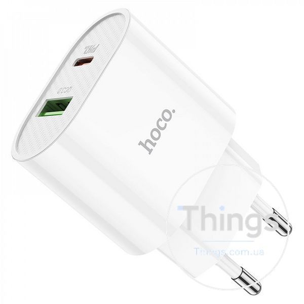 Home Charger 20W PD QC3.0 C to Lightning Cable (1m) Hoco C95A &mdash; White K2-000071895 фото