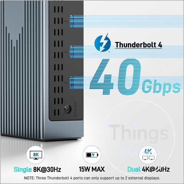 Док станція Acer ODK490 Thunderbolt 4 USB-C 16в1 40Gb USB3.2 Ethernet 2,5Гбіт HDMI 4K60гц 160вт K1-000772 фото