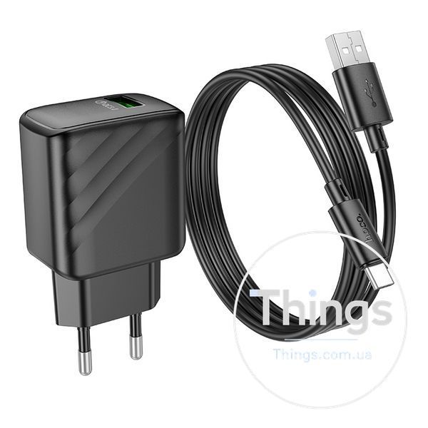 Мережевий Зарядний Пристрій Hoco CS21A 1USB QC 18W+USB to Type-C Од1-00041309 фото