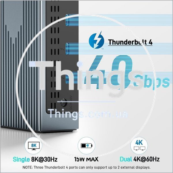 Док станция Acer ODK490 Thunderbolt 4 USB-C 16в1 40Gb USB3.2 Ethernet 2,5Гбит HDMI 4K60гц 160вт K1-000772 фото