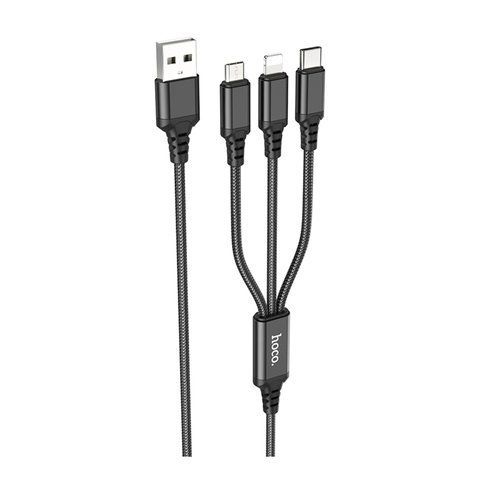 Кабель USB Hoco X76 3-in-1 IP+Type-C+Micro 2A Од1-00037827 фото
