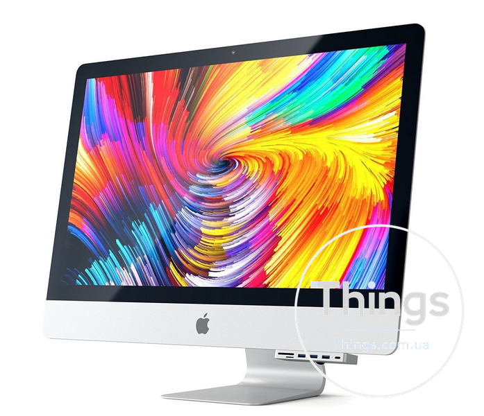 Хаб адаптер Satechi Aluminum Type-C Clamp Hub Pro для iMac сріблястий з USB-C портами та слотами для карт пам'яті K1-000141 фото