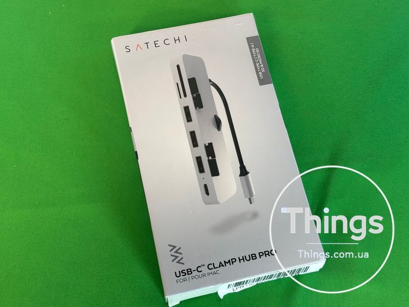 Хаб адаптер Satechi Aluminum Type-C Clamp Hub Pro для iMac сріблястий з USB-C портами та слотами для карт пам'яті K1-000141 фото