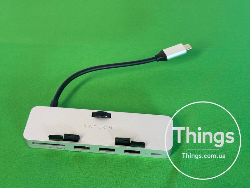Хаб адаптер Satechi Aluminum Type-C Clamp Hub Pro для iMac сріблястий з USB-C портами та слотами для карт пам'яті K1-000141 фото