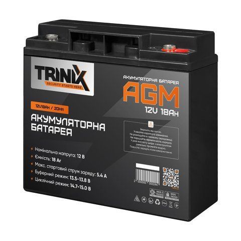 Trinix 12V18Ah/20Hr AGM Акумуляторна батарея 12В 18А*год свинцево-кислотна K3-44-00036 фото