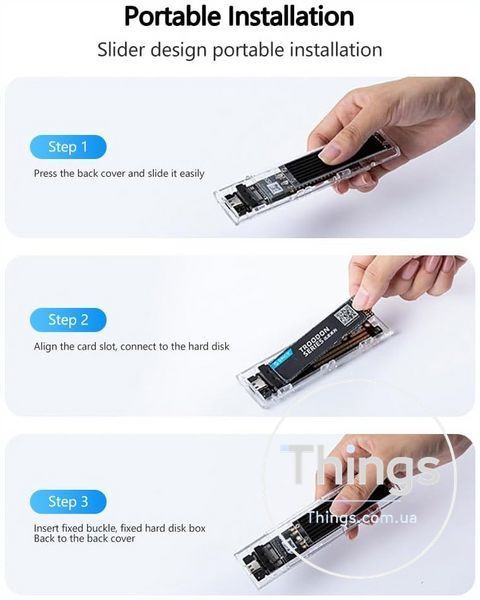 Корпус для ssd m2 nvme 2230 2242 2260 2280 usb 31 gen2 10гбітс прозорий зовнішній адаптер ssd m-ключ K1-000728 фото