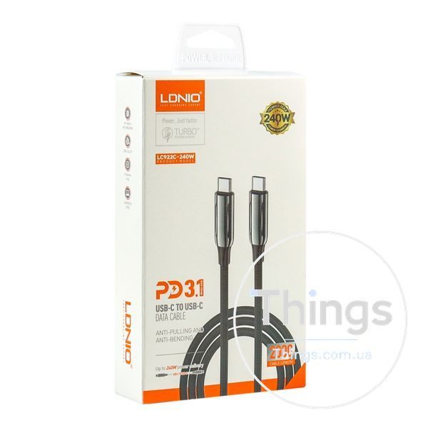 Кабель USB LDNIO LC922 PD3.1/240W Type-C to Type-C 2m Од1-00046910 фото