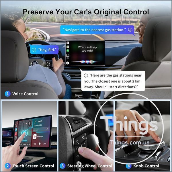 Адаптер FEisca CP-01x, Wireless CarPlay для iPhone, Bluetooth 5.3, WiFi 2.4/5.8G, A9, Plug&Play, чорний K1-000838 фото