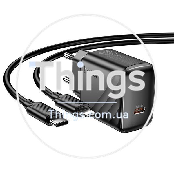 Мережевий Зарядний Пристрій Hoco CS24A 1USB-C PD/QC 25W+Type-C to Lightning Од1-00045261 фото