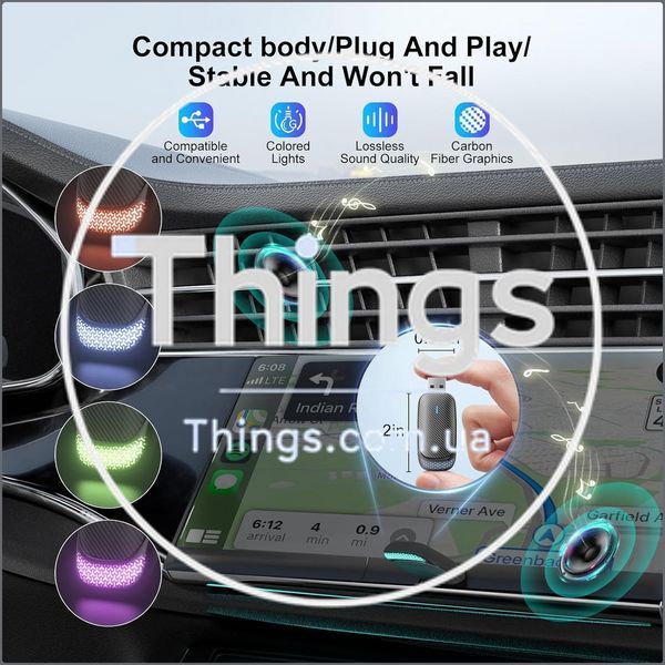 Адаптер FEisca CP-01x, Wireless CarPlay для iPhone, Bluetooth 5.3, WiFi 2.4/5.8G, A9, Plug & Play, черный K1-000838 фото