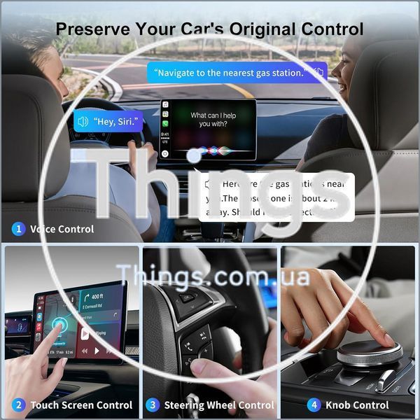 Адаптер FEisca CP-01x, Wireless CarPlay для iPhone, Bluetooth 5.3, WiFi 2.4/5.8G, A9, Plug & Play, черный K1-000838 фото