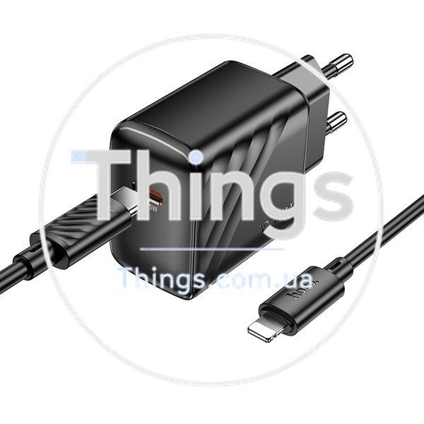 Мережевий Зарядний Пристрій Hoco CS24A 1USB-C PD/QC 25W+Type-C to Lightning Од1-00045261 фото