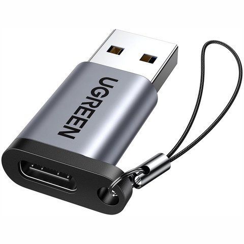Адаптер UGREEN 50533 USB-A&rarr;USB-C 3.1 алюміній, QC3.0 3A, передача даних 5Gbps, сірий, для iPhone/Mac/Android K1-000850 фото