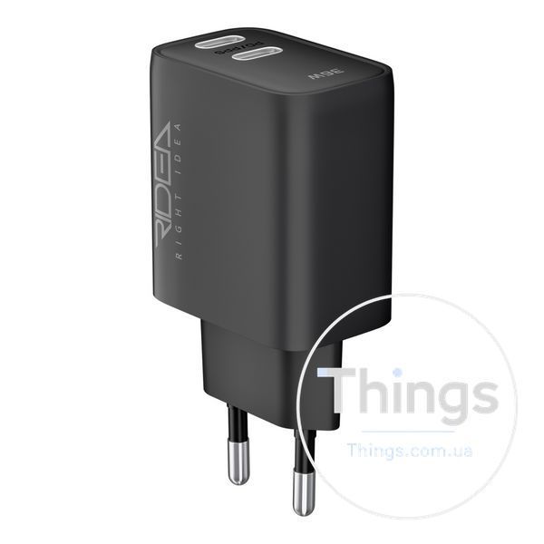 Мережевий Зарядний Пристрій Ridea RW-36120 Turbo Pro 2USB-C QC/PD 36W Од1-00046171 фото