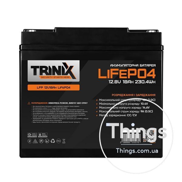 Акумуляторна батарея літій-залізо-фосфатна 12.8В 18А*год Trinix LFP 12V18Ah LiFePO4 K3-44-00004 фото