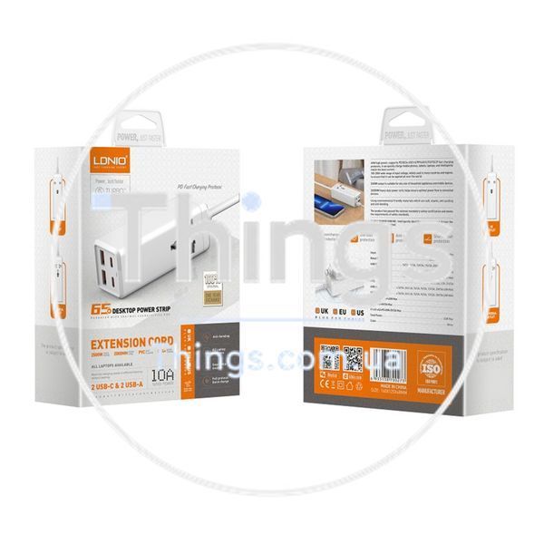 Мережевий Зарядний Пристрій LDNIO SC1418 Power Strip PD/QC 65W Од1-00038201 фото