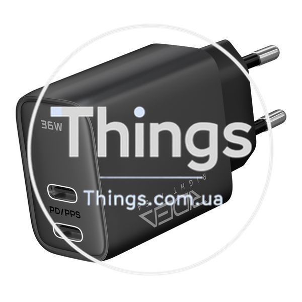 Мережевий Зарядний Пристрій Ridea RW-36120 Turbo Pro 2USB-C QC/PD 36W Од1-00046171 фото