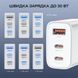 Мережевий зарядний пристрій Choetech PD3046 PD30W GAN USB-A+2xUSB-C White K3-43-00170 фото 5