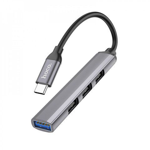 USB HUB : USB C To 4 USB &mdash; Hoco HB26 &mdash; Metal grey К2-000080597 фото