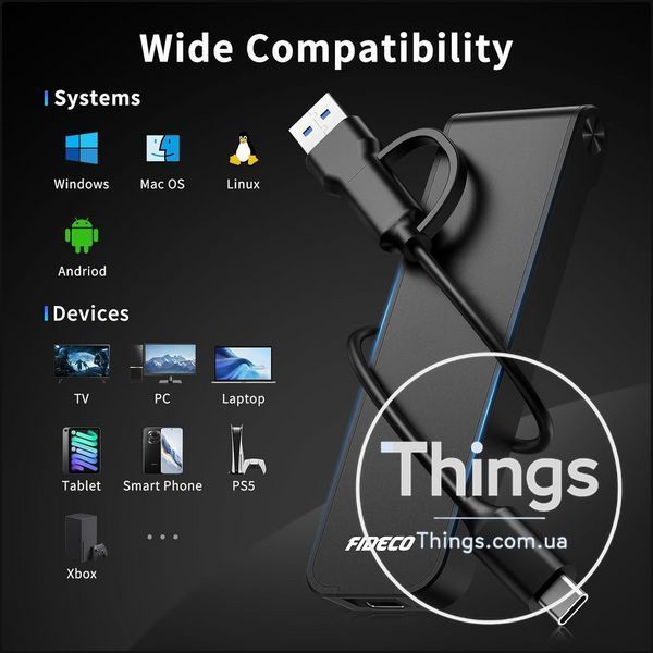 Корпус для m2 FIDECO nvme ssd usb 32 gen 2 10gbps usb c sandwich стиль безінструментальна установка m, m-b key чорний K1-000729 фото