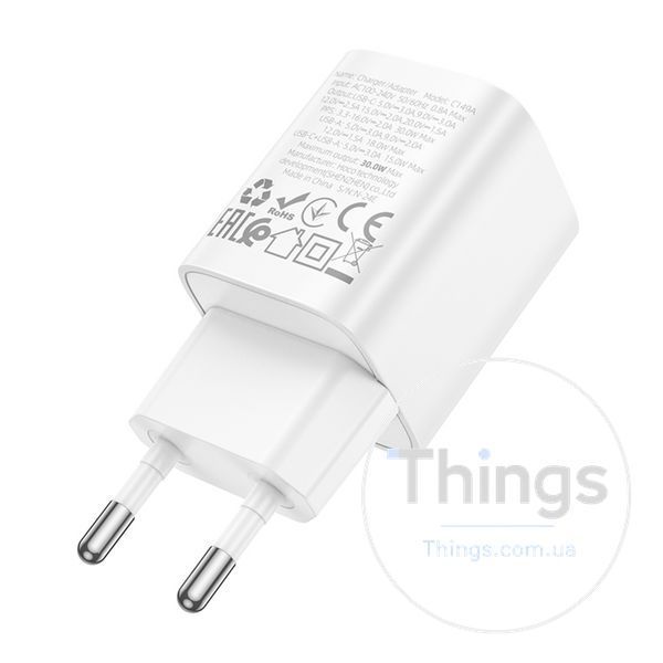 Мережевий Зарядний Пристрій Hoco C149A 1USB/1USB-C PD/QC 30W Од1-00044708 фото