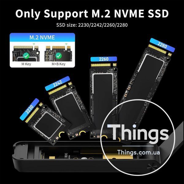 Корпус для m2 FIDECO nvme ssd usb 32 gen 2 10gbps usb c sandwich стиль безінструментальна установка m, m-b key чорний K1-000729 фото