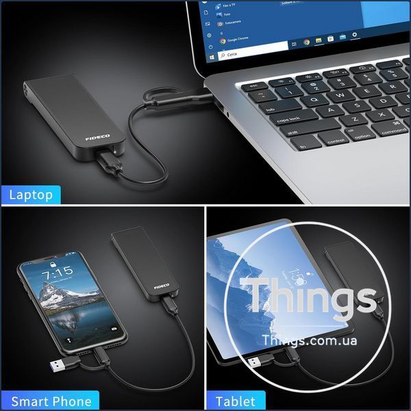 Корпус для m2 FIDECO nvme ssd usb 32 gen 2 10gbps usb c sandwich стиль безінструментальна установка m, m-b key чорний K1-000729 фото
