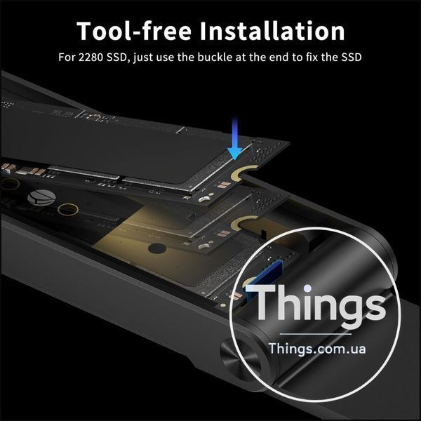 Корпус для m2 FIDECO nvme ssd usb 32 gen 2 10gbps usb c sandwich стиль безінструментальна установка m, m-b key чорний K1-000729 фото