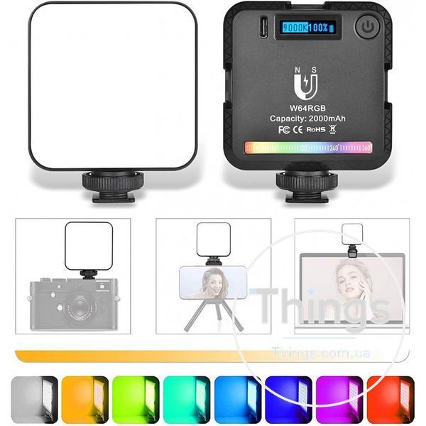 Лампа видеосвет LED W-S6 RGB 6W LED 45pcs color 2500-9000K CRI95+ Battery 2000mAh К2-000079415 фото