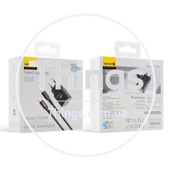 Home Charger | 20W PD | Type C To Lightning Cable (1m) &mdash; Veron TC-099 К2-000080386 фото