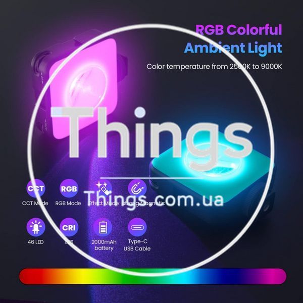 Лампа видеосвет LED W-S6 RGB 6W LED 45pcs color 2500-9000K CRI95+ Battery 2000mAh К2-000079415 фото