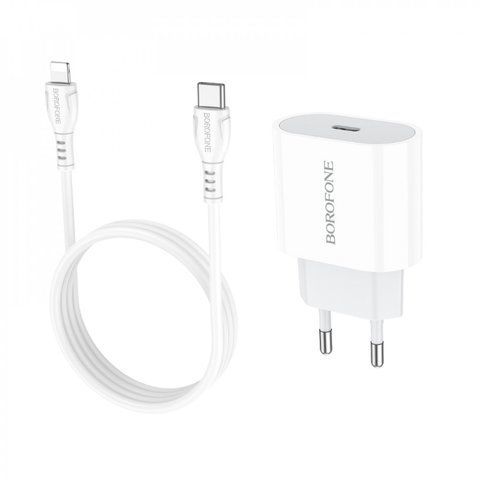 Home Charger 2.1A PD3.0 C to Lightning Cable (1m) Borofone BA61A &mdash; White К2-000072723 фото