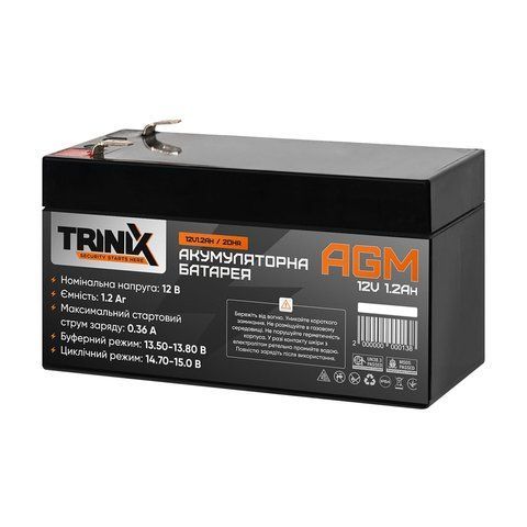 Акумуляторна батарея 12В 1.2Аг Trinix 12V1.2Ah/20Hr AGM свинцево-кислотна K3-44-00031 фото