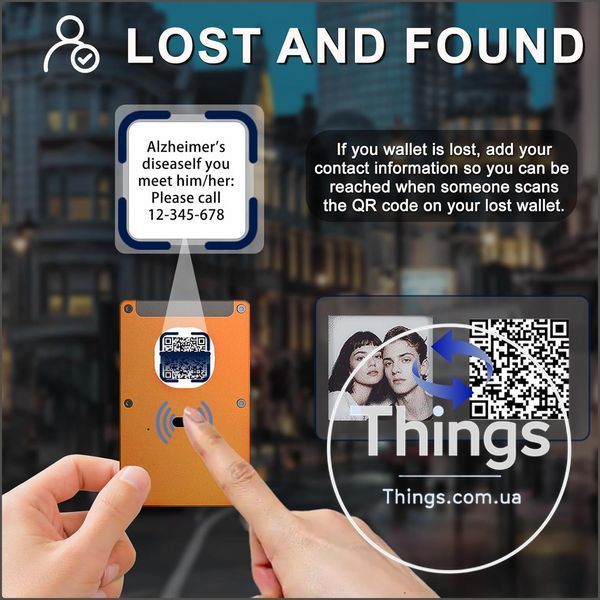 Гаманець Yositochuan E-Ink 1.5" з Find My та RFID-захистом, алюмінієвий, до 12 карт, оранжевий K1-000827 фото
