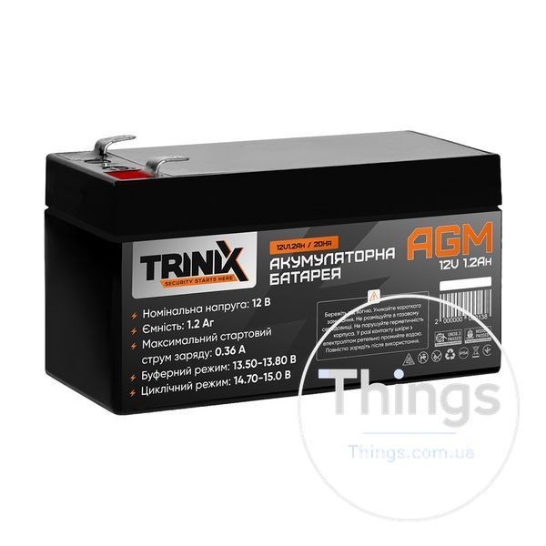 Акумуляторна батарея 12В 1.2Аг Trinix 12V1.2Ah/20Hr AGM свинцево-кислотна K3-44-00031 фото