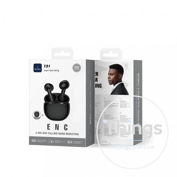 Bluetooth гарнітура TWS Wiwu T31 &mdash; Black К2-000082424 фото