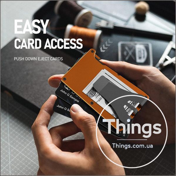 Гаманець Yositochuan E-Ink 1.5" з Find My та RFID-захистом, алюмінієвий, до 12 карт, оранжевий K1-000827 фото
