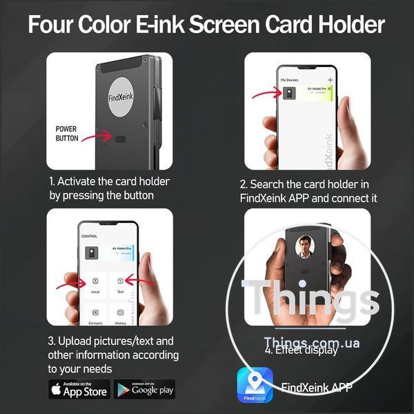 Гаманець Yositochuan E-Ink 1.5" з Find My та RFID-захистом, алюмінієвий, до 12 карт, оранжевий K1-000827 фото
