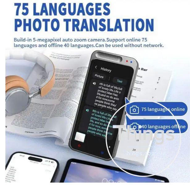 Портативний перекладач AI Z6, підтримка 138 мов,голосовий, розумний перекладач в автономному режимі, Wi-Fi K1-000285 фото