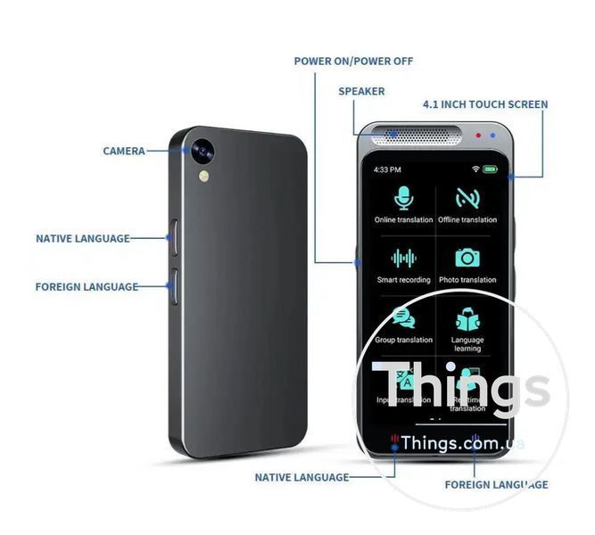 Портативний перекладач AI Z6, підтримка 138 мов,голосовий, розумний перекладач в автономному режимі, Wi-Fi K1-000285 фото