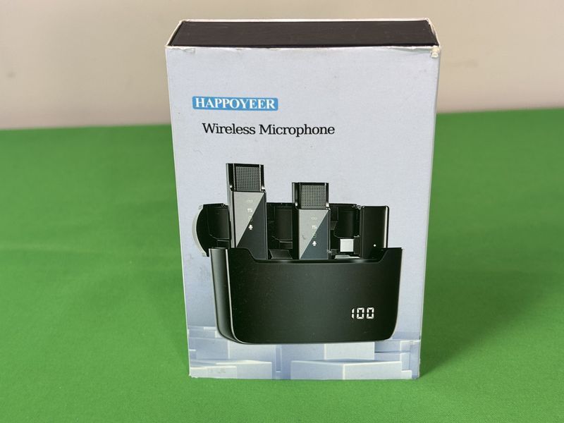 Двойной беспроводной микрофон петличный Happoyeer Wireless Lavalier Microphone Dual Type-C, Lightning, шумоподавление black K1-000467 фото