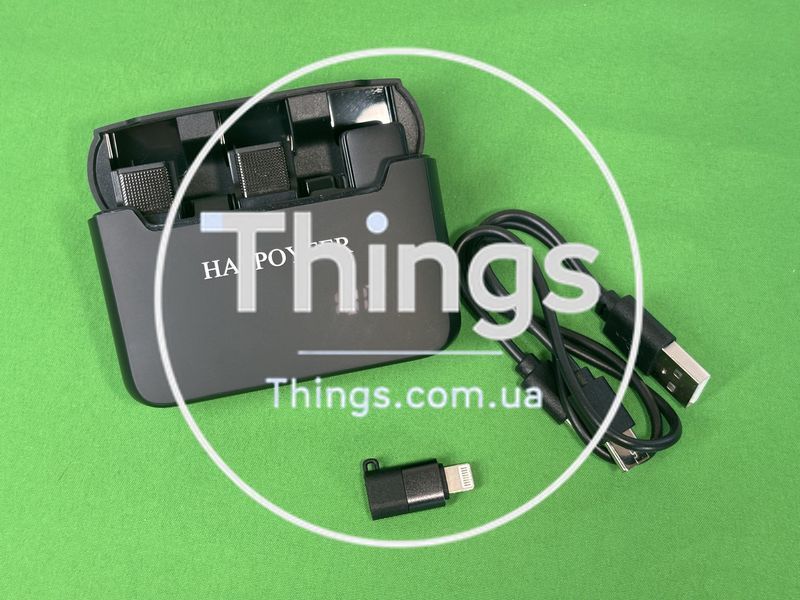 Двойной беспроводной микрофон петличный Happoyeer Wireless Lavalier Microphone Dual Type-C, Lightning, шумоподавление black K1-000467 фото